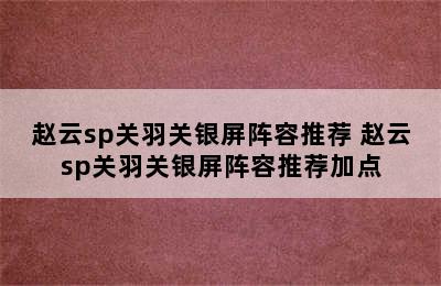 赵云sp关羽关银屏阵容推荐 赵云sp关羽关银屏阵容推荐加点